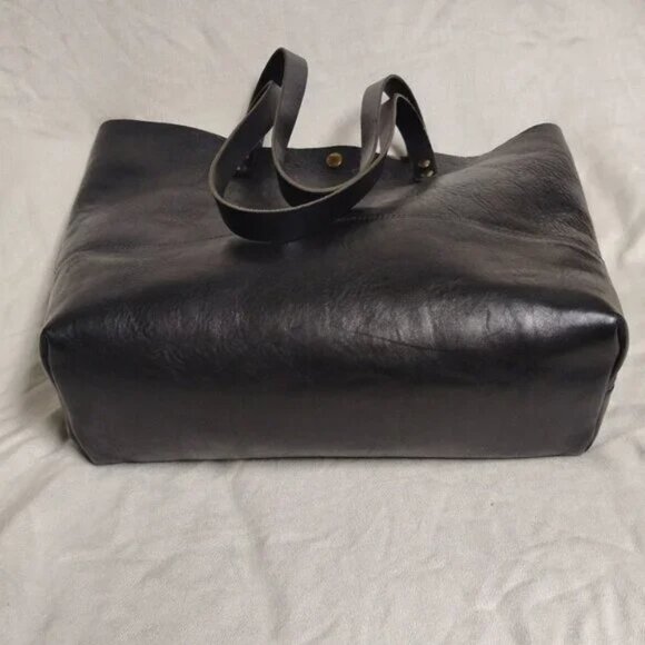 ❤️NELL HARPER England Black Leather Shopper Errand Bag Purse - Picture 8 of 9